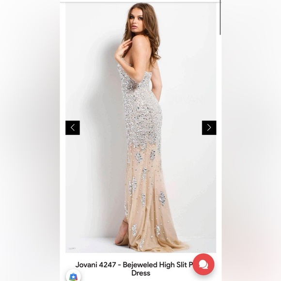 Jovani Sparkling Strapless Gown with Slit - Picture 2 of 16